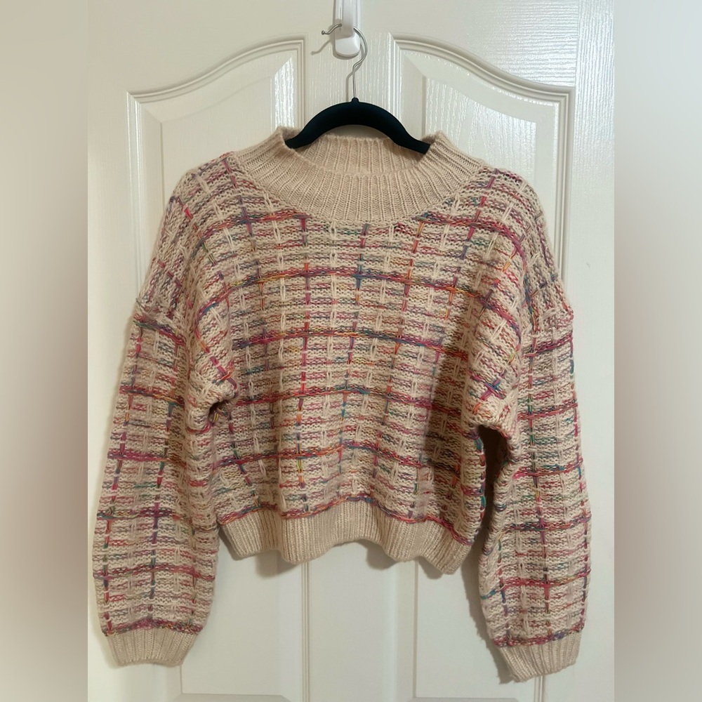 Women’s LUSH Rainbow Colors‎ Oversized Cropped Sweater Long Cozy Sleeve Size M. - Picture 6 of 6